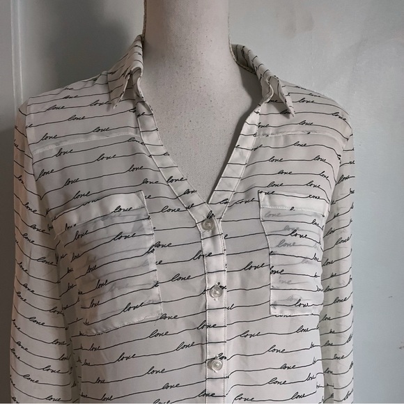 Express • White Black Portofino Love Blouse - Picture 3 of 5